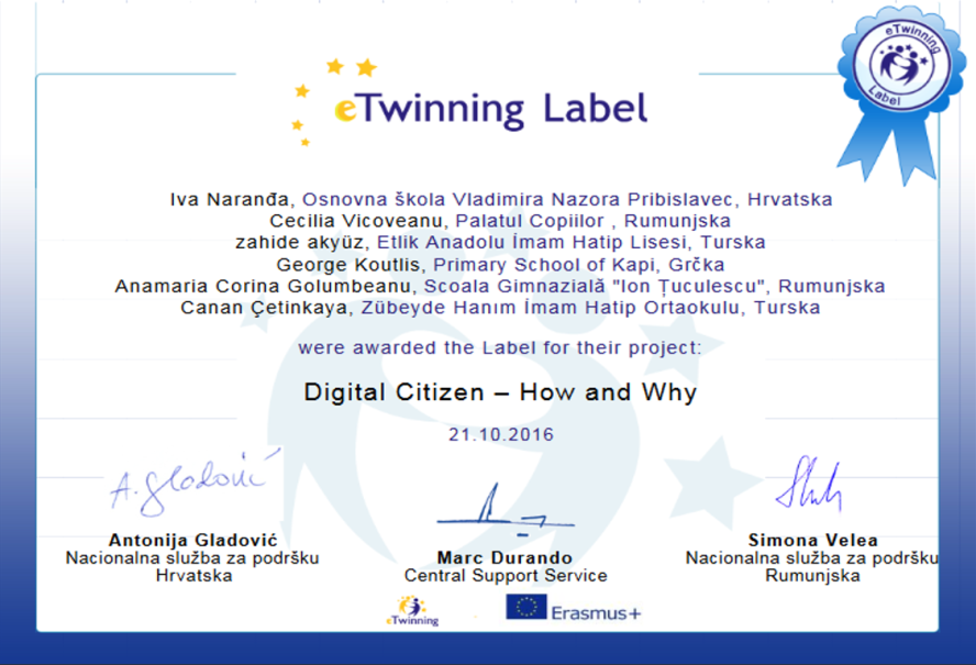 eTwinning project Digital Citizen - How and Why