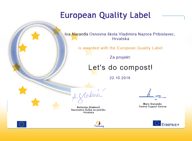 eTwinning Europska oznaka kvalitete Let's do compost! Naranda