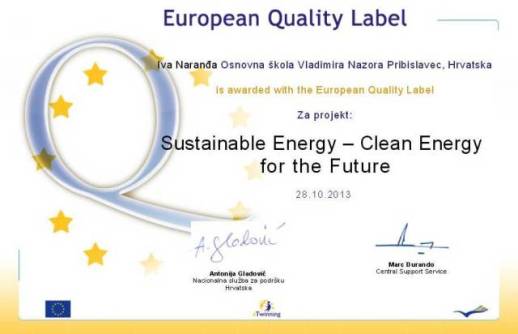 EUROPEAN QUALITY LABEL - SUSTAINABLE ENERGY - CLEAN ENERGY FOR THE FUTURE